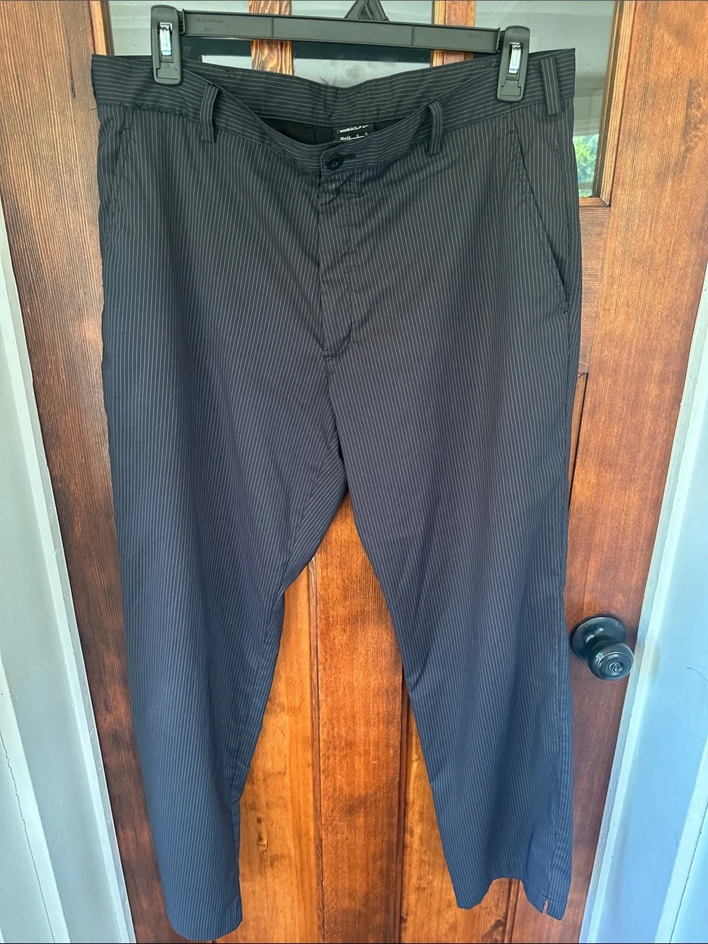 Nike Golf Dri-FIT Tour Performance Black Gray Pinstripe Pants 36x32